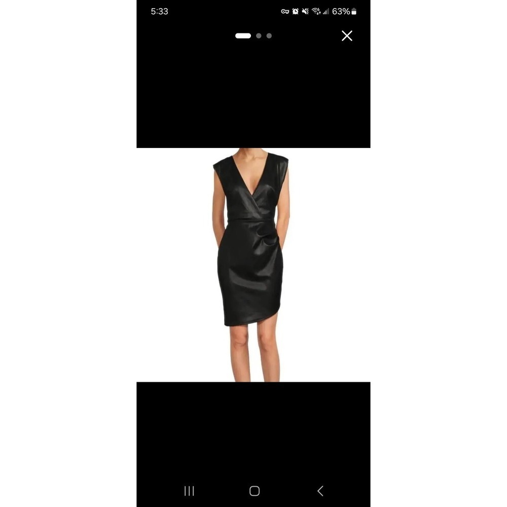 NWT BEBE Vegan Leather Asymmetric Faux Wrap Dress - Size XS